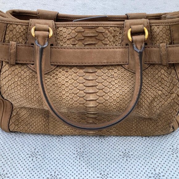 Gucci Women Tote Handbag Brown Python GG Running  Satchel Bag - Picture 6 of 16